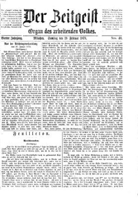 Der Zeitgeist Samstag 19. Februar 1876