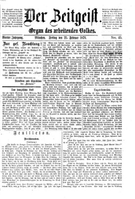 Der Zeitgeist Freitag 25. Februar 1876