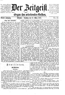 Der Zeitgeist Samstag 18. März 1876