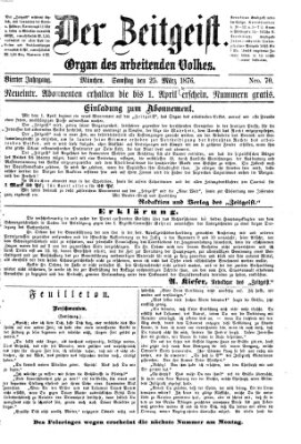 Der Zeitgeist Samstag 25. März 1876