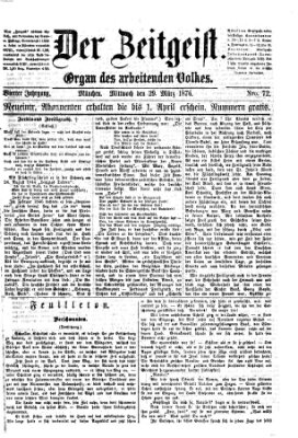 Der Zeitgeist Mittwoch 29. März 1876