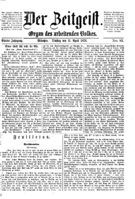 Der Zeitgeist Dienstag 11. April 1876