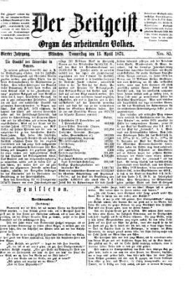 Der Zeitgeist Donnerstag 13. April 1876