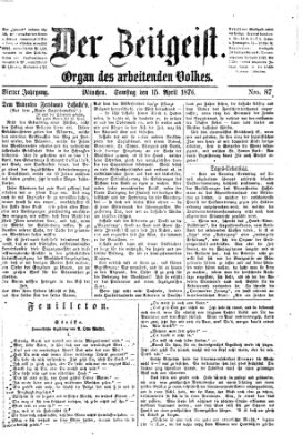 Der Zeitgeist Samstag 15. April 1876