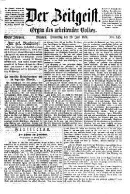 Der Zeitgeist Donnerstag 29. Juni 1876