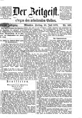 Der Zeitgeist Freitag 28. Juli 1876