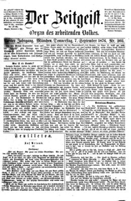 Der Zeitgeist Donnerstag 7. September 1876