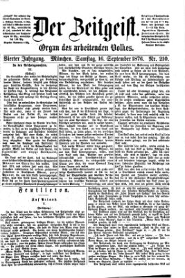 Der Zeitgeist Samstag 16. September 1876