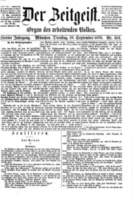 Der Zeitgeist Dienstag 19. September 1876