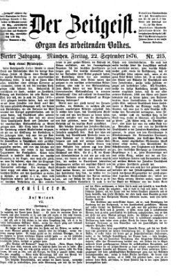 Der Zeitgeist Freitag 22. September 1876