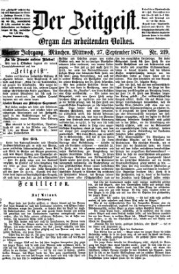 Der Zeitgeist Mittwoch 27. September 1876