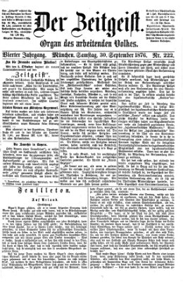 Der Zeitgeist Samstag 30. September 1876