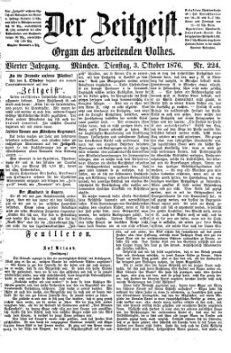 Der Zeitgeist Dienstag 3. Oktober 1876