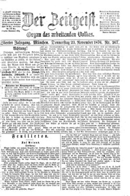 Der Zeitgeist Donnerstag 23. November 1876