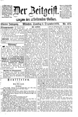 Der Zeitgeist Samstag 2. Dezember 1876