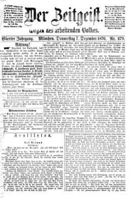 Der Zeitgeist Donnerstag 7. Dezember 1876