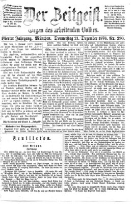 Der Zeitgeist Donnerstag 21. Dezember 1876