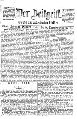 Der Zeitgeist Donnerstag 28. Dezember 1876