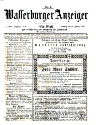 Wasserburger Anzeiger (Wasserburger Wochenblatt) Sonntag 13. Februar 1876