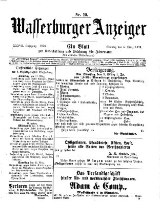 Wasserburger Anzeiger (Wasserburger Wochenblatt) Sonntag 5. März 1876