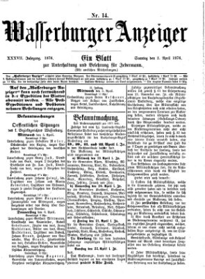 Wasserburger Anzeiger (Wasserburger Wochenblatt) Sonntag 2. April 1876