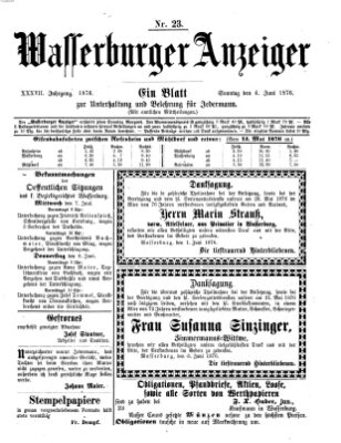 Wasserburger Anzeiger (Wasserburger Wochenblatt) Sonntag 4. Juni 1876