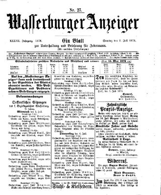 Wasserburger Anzeiger (Wasserburger Wochenblatt) Sonntag 2. Juli 1876