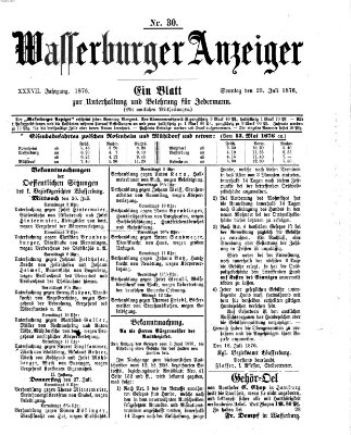 Wasserburger Anzeiger (Wasserburger Wochenblatt) Sonntag 23. Juli 1876