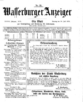 Wasserburger Anzeiger (Wasserburger Wochenblatt) Sonntag 30. Juli 1876