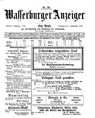 Wasserburger Anzeiger (Wasserburger Wochenblatt) Sonntag 3. September 1876