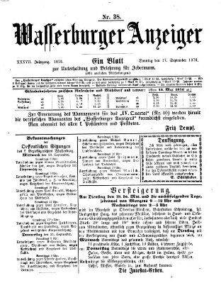 Wasserburger Anzeiger (Wasserburger Wochenblatt) Sonntag 17. September 1876