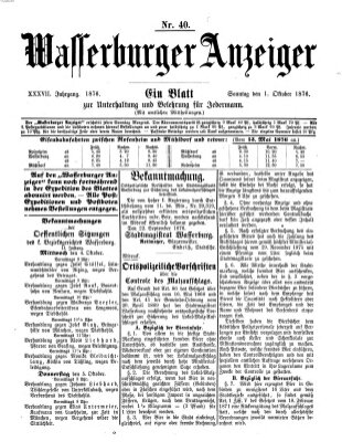 Wasserburger Anzeiger (Wasserburger Wochenblatt) Sonntag 1. Oktober 1876