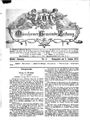 Münchener Gemeinde-Zeitung Donnerstag 6. Januar 1876