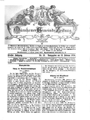 Münchener Gemeinde-Zeitung Sonntag 13. Februar 1876