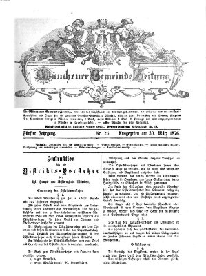 Münchener Gemeinde-Zeitung Donnerstag 30. März 1876