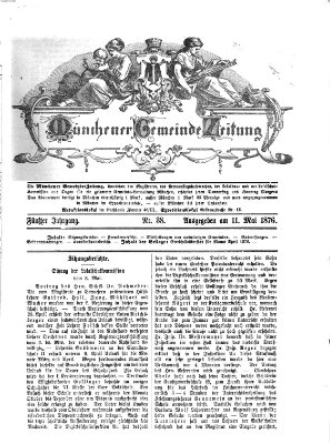 Münchener Gemeinde-Zeitung Donnerstag 11. Mai 1876