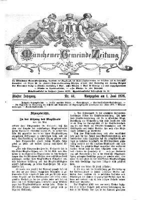 Münchener Gemeinde-Zeitung Donnerstag 1. Juni 1876