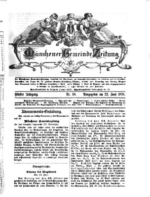 Münchener Gemeinde-Zeitung Donnerstag 22. Juni 1876