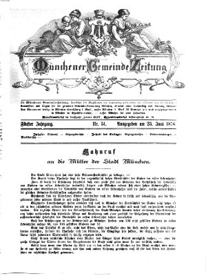 Münchener Gemeinde-Zeitung Sonntag 25. Juni 1876