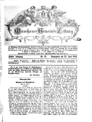 Münchener Gemeinde-Zeitung Donnerstag 29. Juni 1876