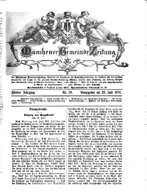 Münchener Gemeinde-Zeitung Sonntag 23. Juli 1876