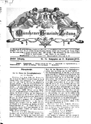 Münchener Gemeinde-Zeitung Sonntag 17. September 1876