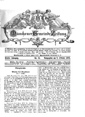 Münchener Gemeinde-Zeitung Sonntag 8. Oktober 1876