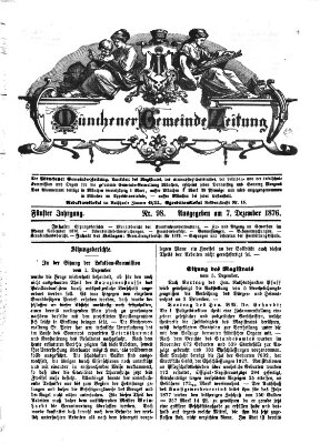 Münchener Gemeinde-Zeitung Donnerstag 7. Dezember 1876