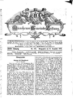 Münchener Gemeinde-Zeitung Sonntag 31. Dezember 1876