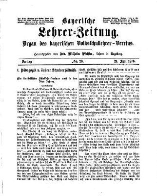 Bayerische Lehrerzeitung Freitag 21. Juli 1876