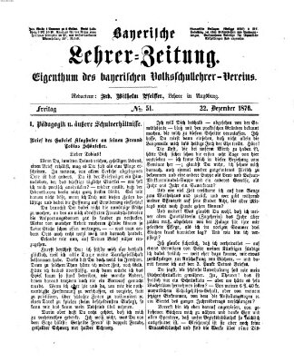 Bayerische Lehrerzeitung Freitag 22. Dezember 1876