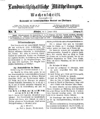 Landwirthschaftliche Mittheilungen Sonntag 2. Januar 1876