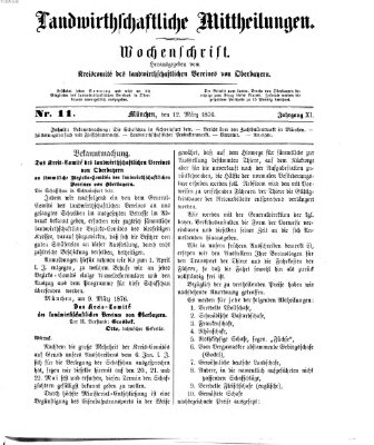 Landwirthschaftliche Mittheilungen Sonntag 12. März 1876