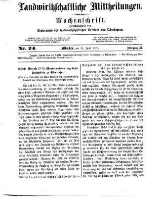 Landwirthschaftliche Mittheilungen Sonntag 11. Juni 1876